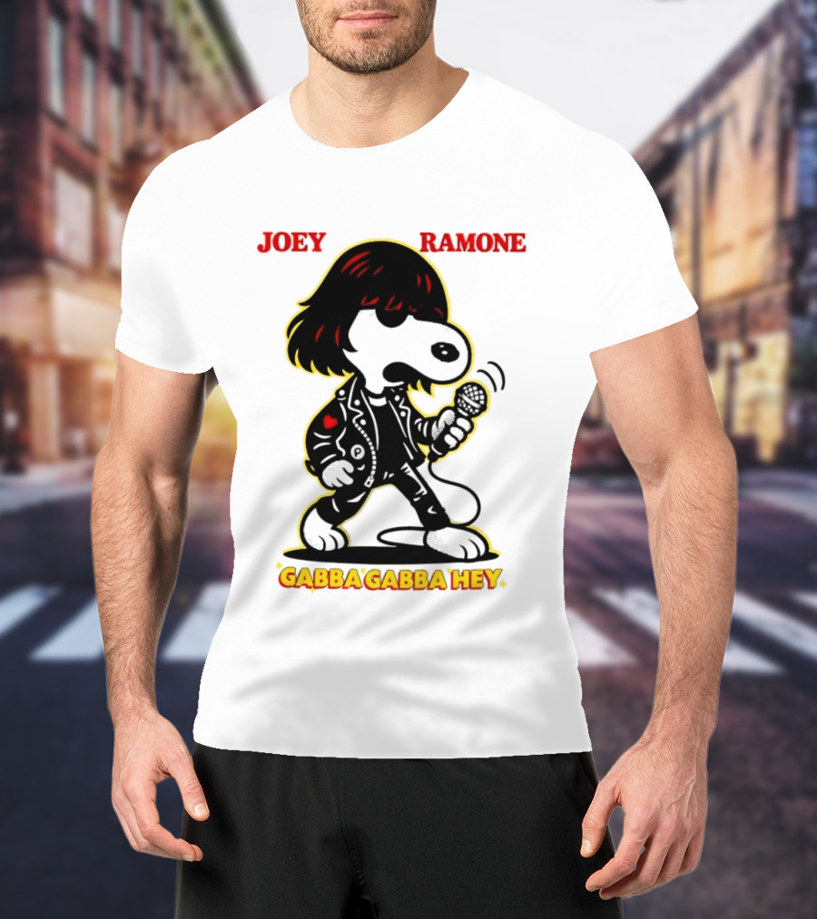Snoopy Joey Ramone Gabba Gabba Hey Peanuts Crossover Iconic Collaboration T-Shirt