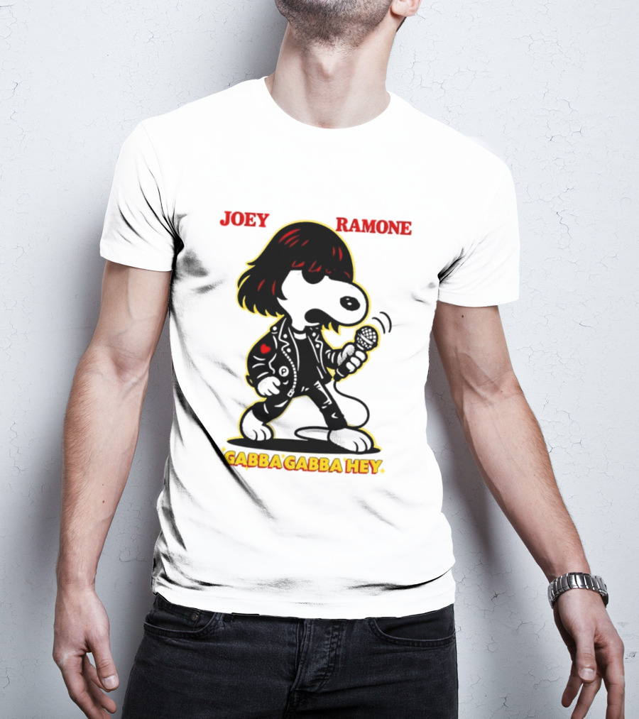 Snoopy Joey Ramone Gabba Gabba Hey Peanuts Crossover Iconic Collaboration T-Shirt