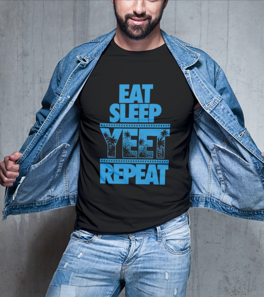 Eat Sleep Yeet Repeat WWE Jey Uso Blue Tropical T-Shirt