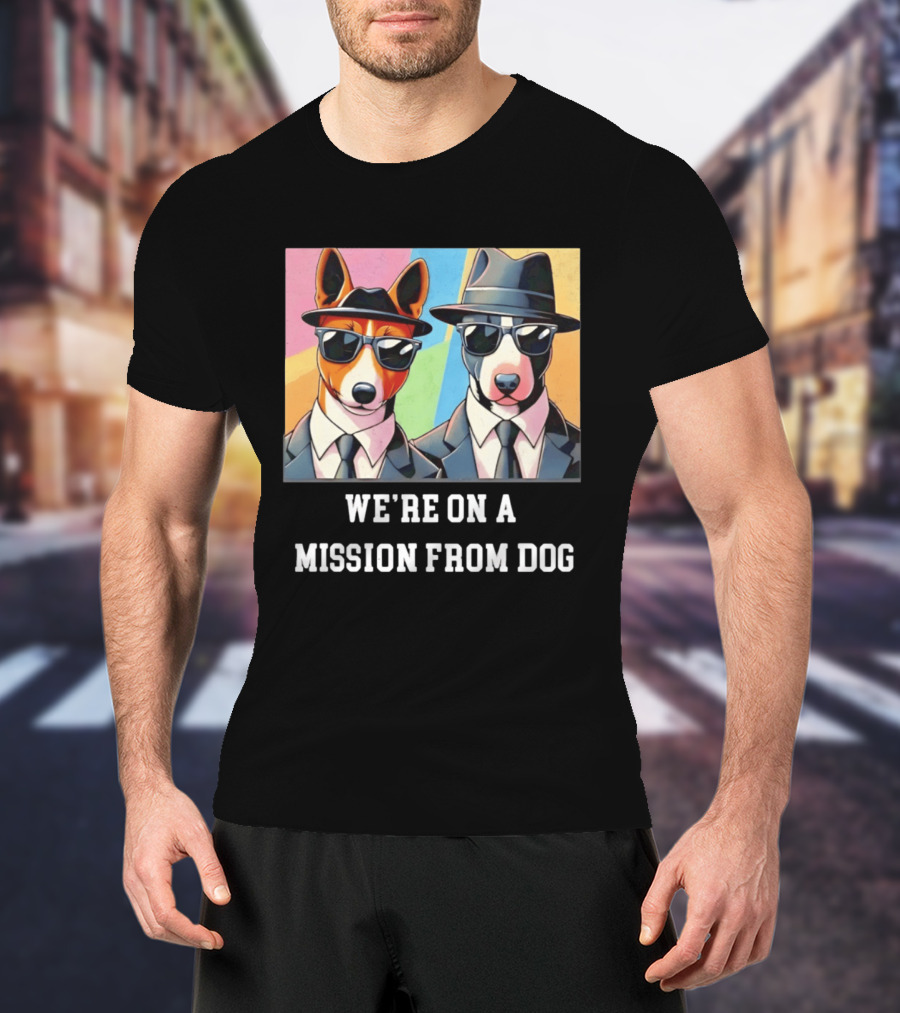 Basenji Dog Black Suit Mission From Dog Sunglasses And Hats T-Shirt
