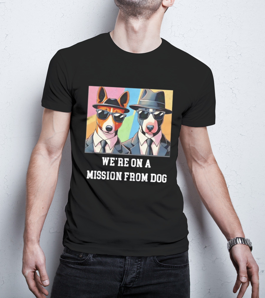 Basenji Dog Black Suit Mission From Dog Sunglasses And Hats T-Shirt