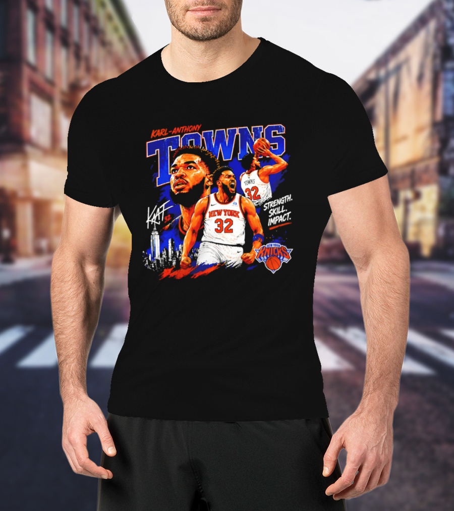 Karl Anthony Towns New York Knicks Strength Skill Impact 32 T-Shirt