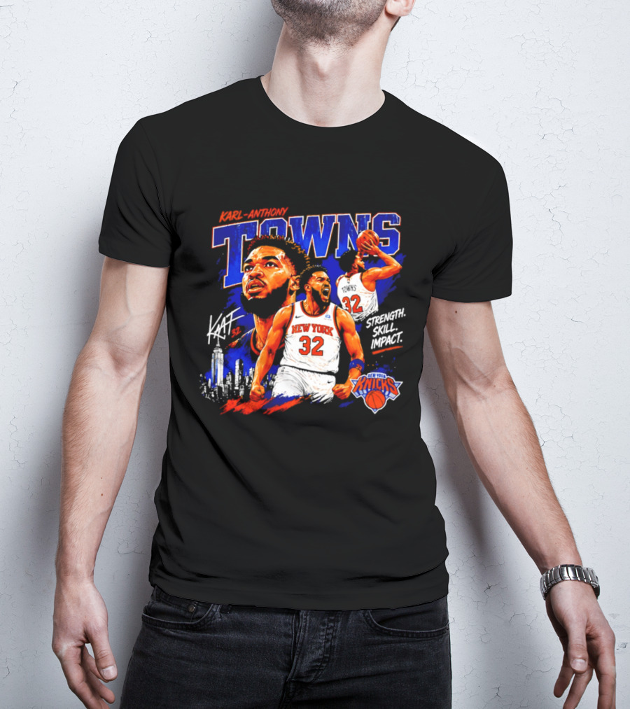 Karl Anthony Towns New York Knicks Strength Skill Impact 32 T-Shirt