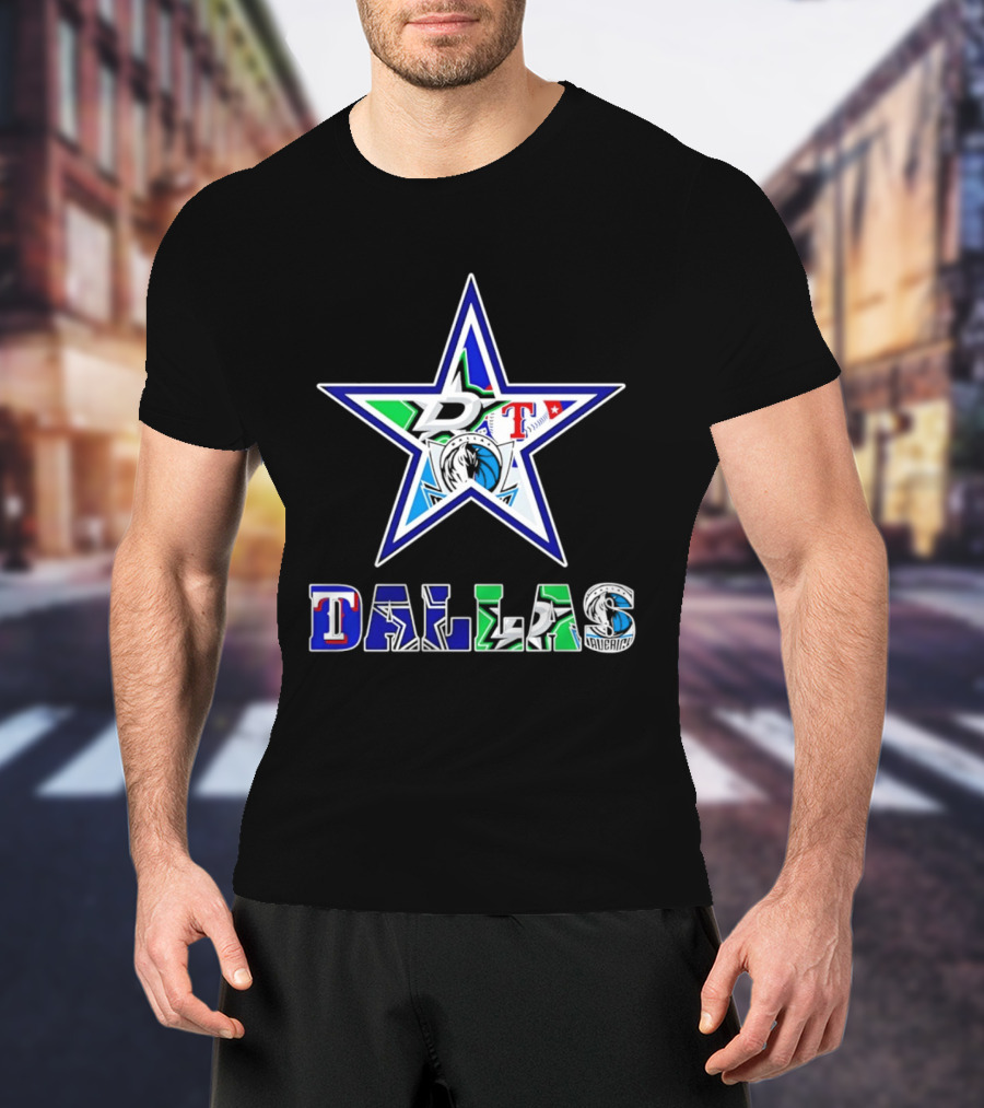 Dallas Cowboys Mavericks Stars Rangers Sports Team Star Mashup T-Shirt
