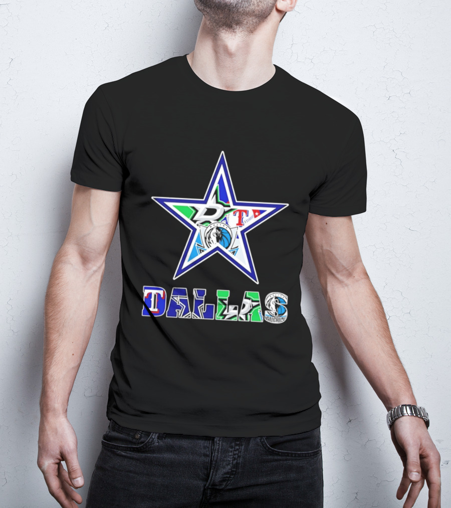 Dallas Cowboys Mavericks Stars Rangers Sports Team Star Mashup T-Shirt