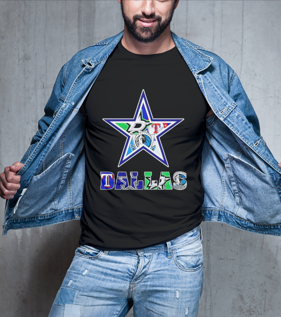 Dallas Cowboys Mavericks Stars Rangers Sports Team Star Mashup T-Shirt