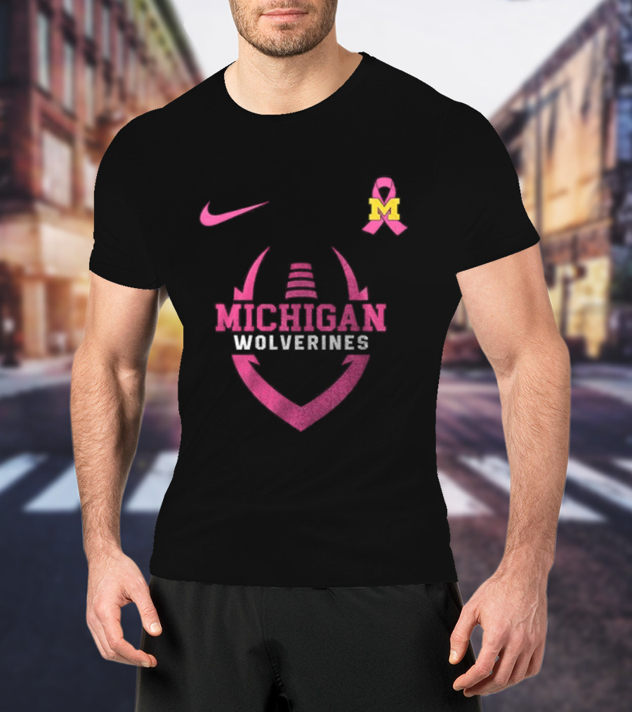 Michigan Wolverines Pink Out Real Fans Wear Pink Nike M T-Shirt