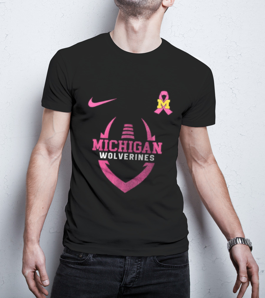 Michigan Wolverines Pink Out Real Fans Wear Pink Nike M T-Shirt