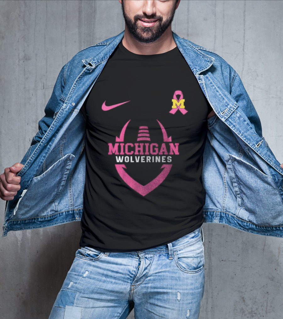 Michigan Wolverines Pink Out Real Fans Wear Pink Nike M T-Shirt