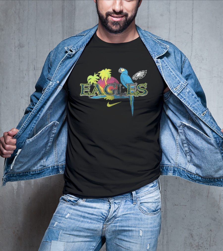 Philadelphia Eagles Parrot Tropical Vibes It's 5 O' Somewhere T-Shirt