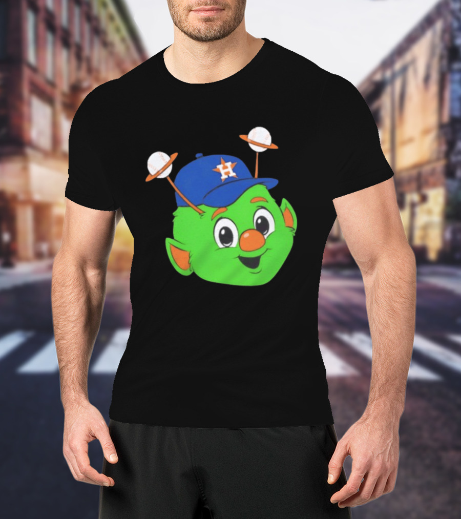Houston Astros Orbit Character Face With Baseball Antennae T-Shirt
