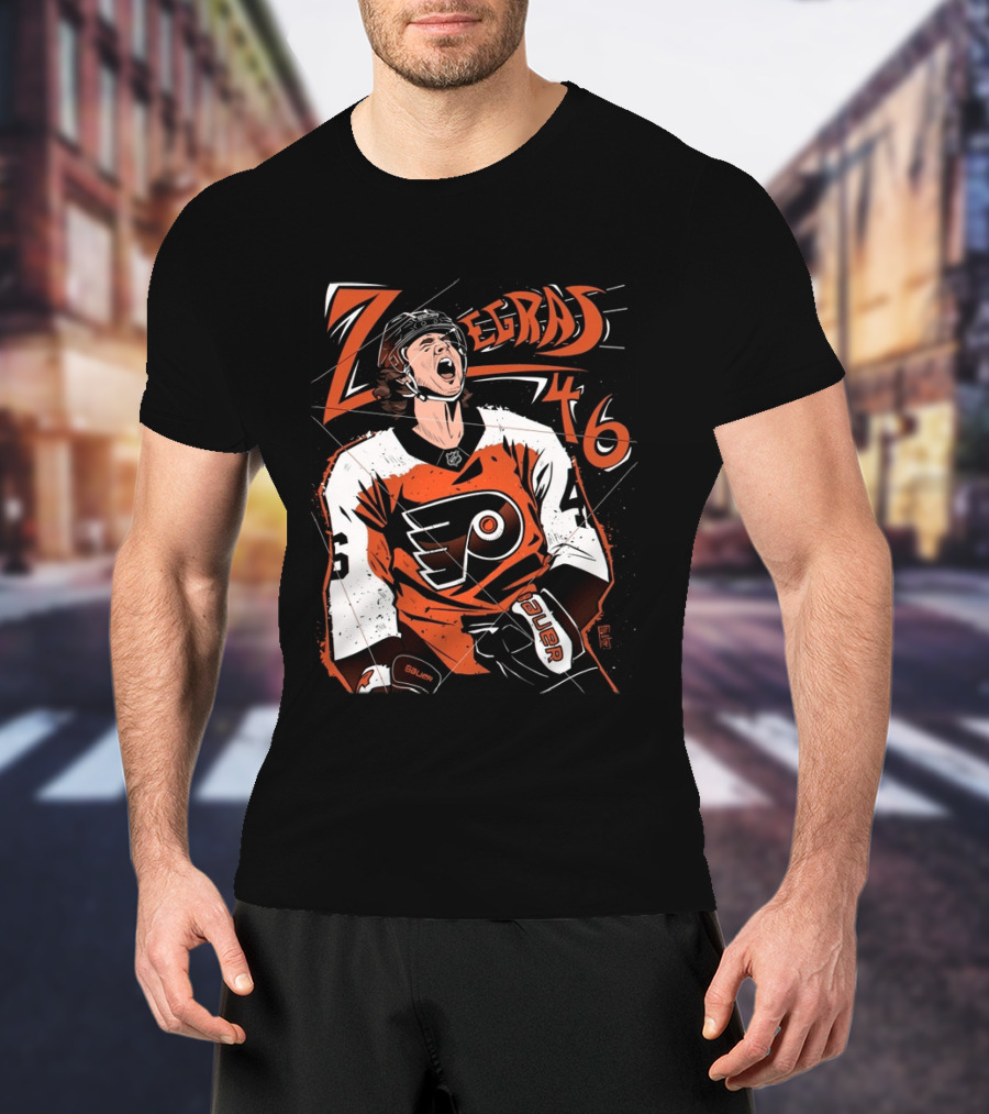 Zegras 46 Philadelphia Flyers Hockey Bauer Sports T-Shirt
