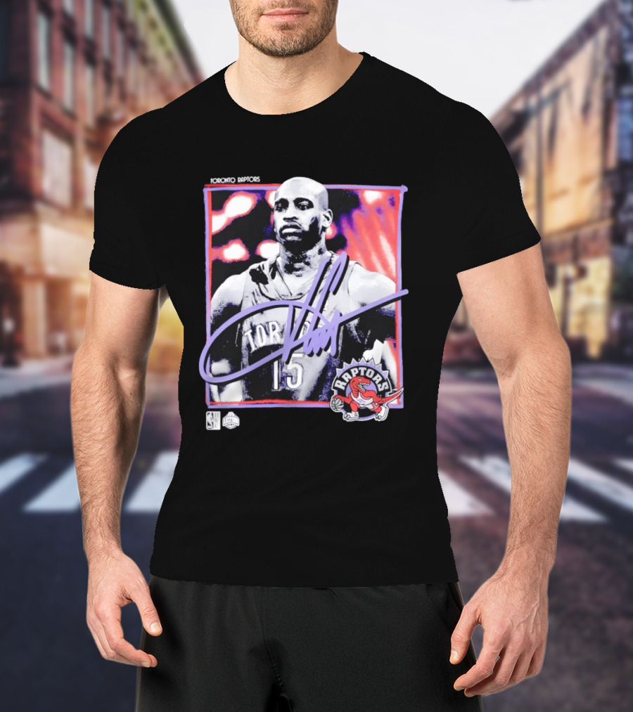 Vince Carter Number 15 Toronto Raptors NBA Hardwood Classics Freeze Frame T-Shirt