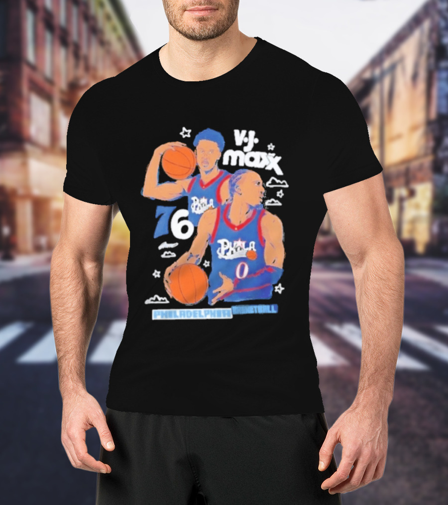 Vj Maxx Philadelphia 76ers Basketball Cartoon Nba 2026 T-Shirt