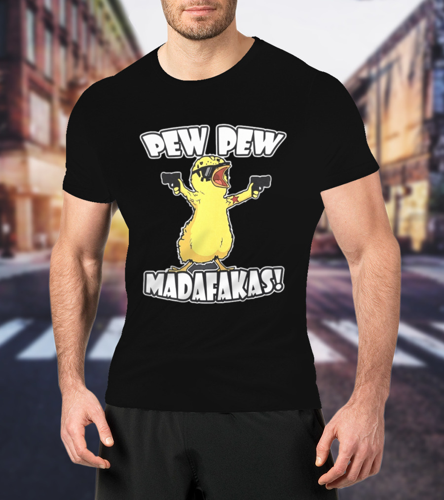 Pew Pew Madafakas Yellow Duck With Pistols T-Shirt