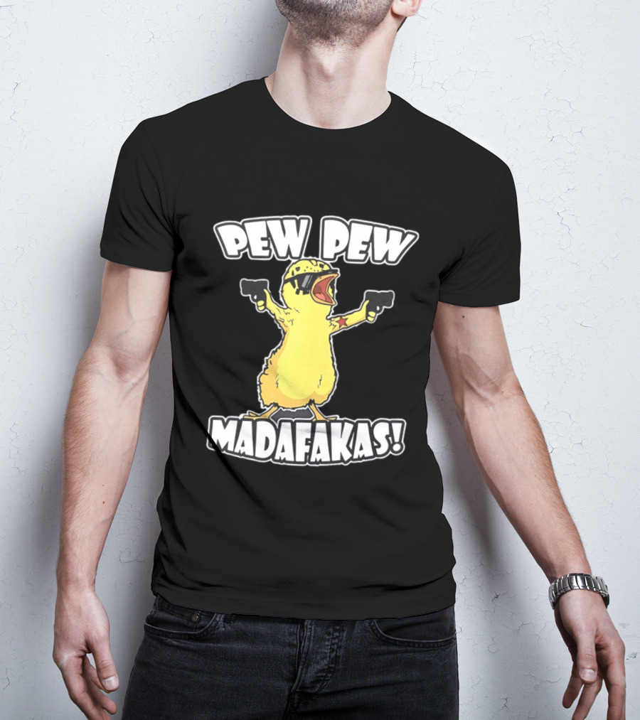 Pew Pew Madafakas Yellow Duck With Pistols T-Shirt