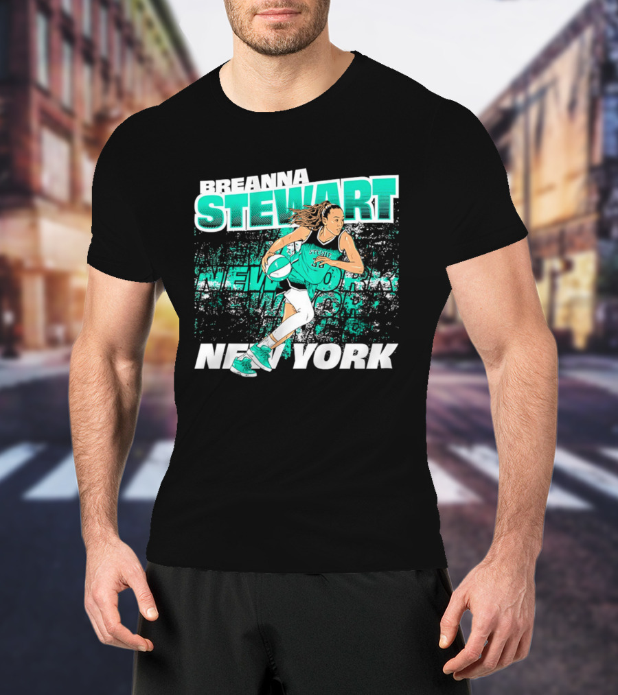 Breanna Stewart New York Basketball Player Action T-Shirt
