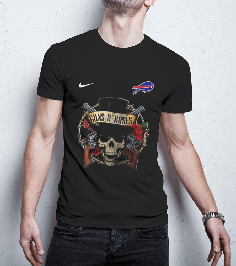 Buffalo Bills Guns N' Roses Skull Top Hat NFL Nike T-Shirt