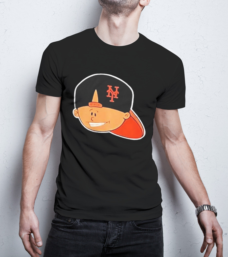 New York Mets Cartoon Kid Smiling Team Hat T-Shirt