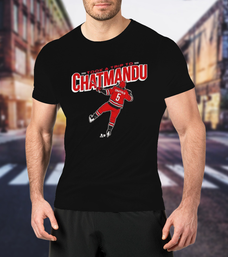 Took A Trip To Chatmandu Chatfield 5 Red Hockey T-Shirt