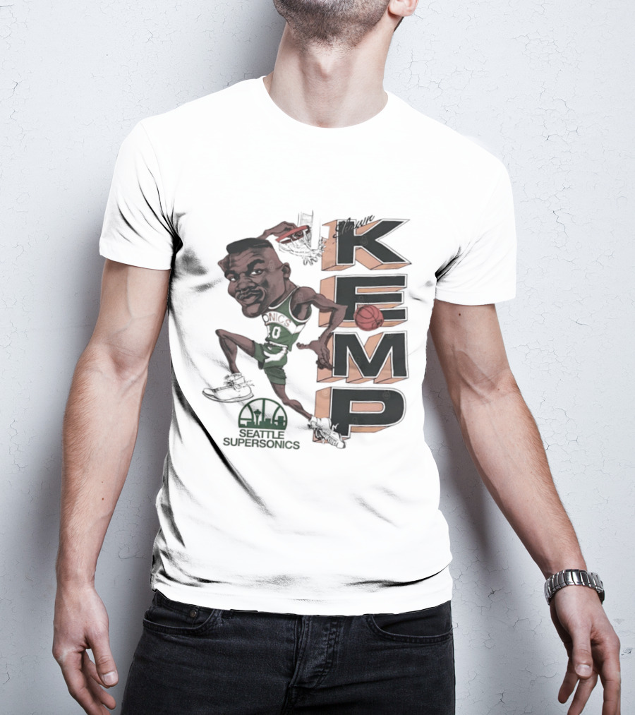 Shawn Kemp Seattle SuperSonics Basketball Caricature T-Shirt