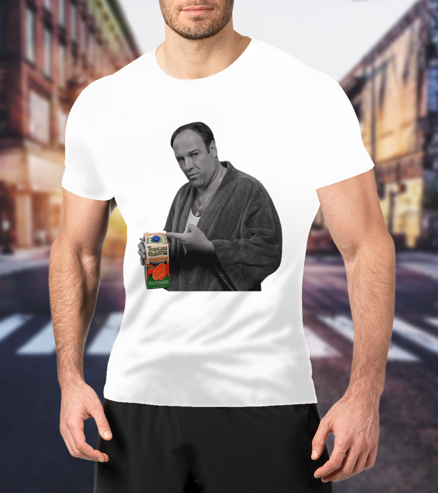 The Sopranos Tony Soprano Holding Tropicana Pure Premium Orange Juice T-Shirt
