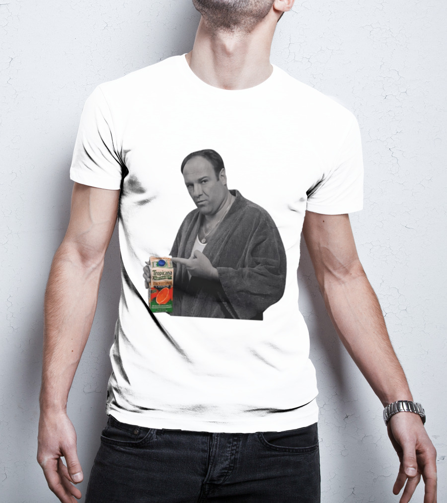 The Sopranos Tony Soprano Holding Tropicana Pure Premium Orange Juice T-Shirt