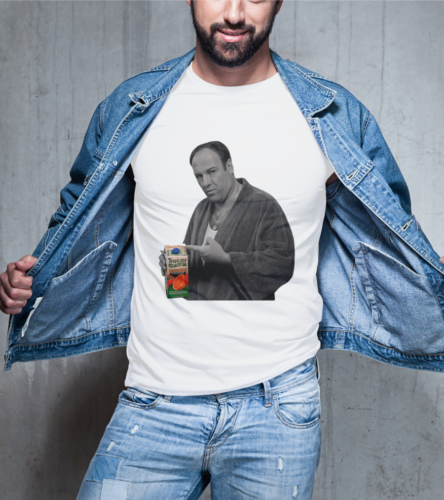 The Sopranos Tony Soprano Holding Tropicana Pure Premium Orange Juice T-Shirt