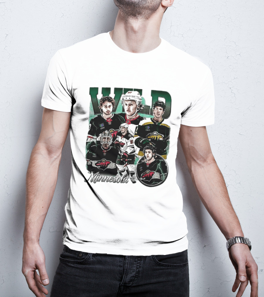 Minnesota Wild Ice Hockey Players Bootleg Comfort T-Shirt