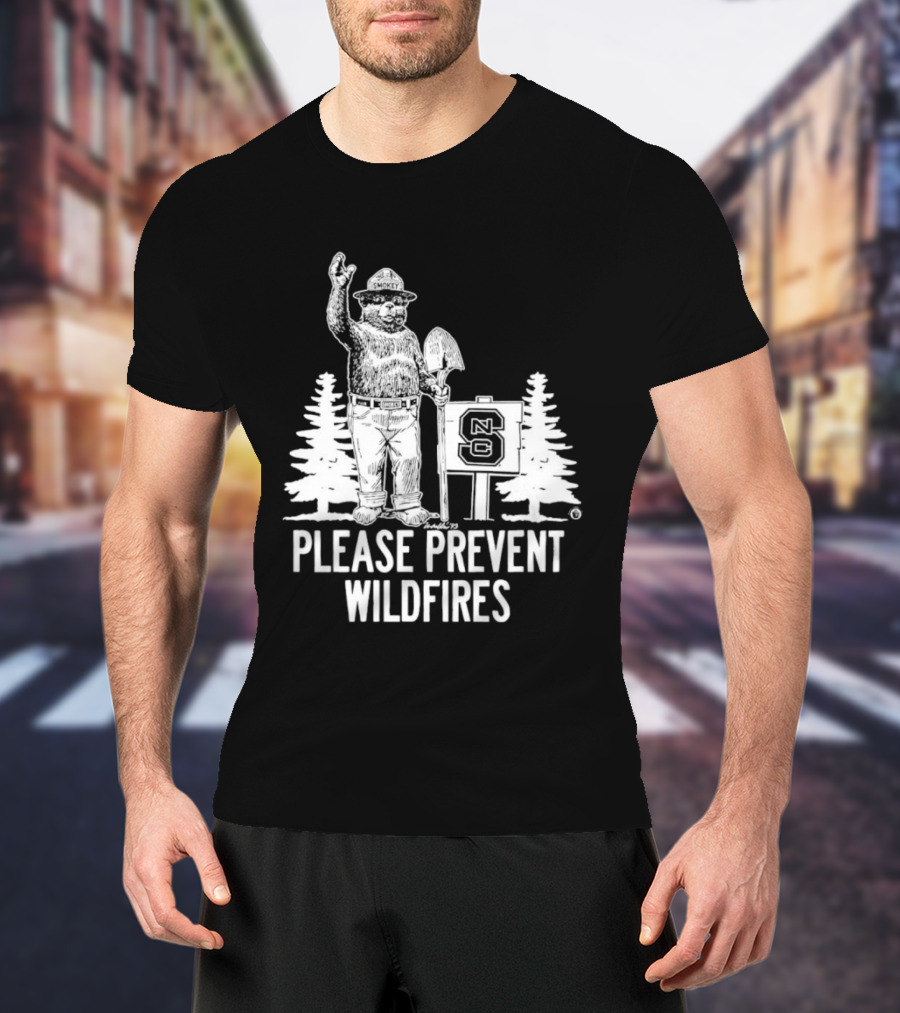 Smokey Bear NC State Collaboration Please Prevent Wildfires T-Shirt