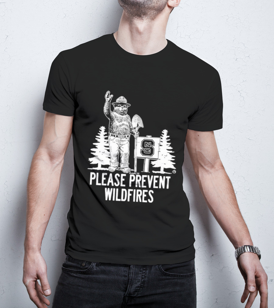 Smokey Bear NC State Collaboration Please Prevent Wildfires T-Shirt