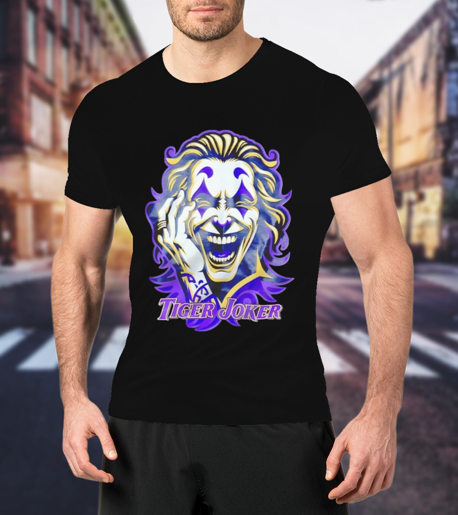 Tiger Joker Mischievous Grin Purple Aura T-Shirt