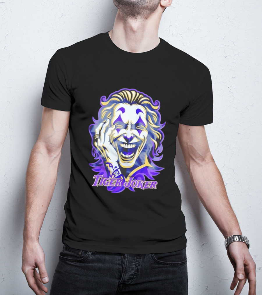 Tiger Joker Mischievous Grin Purple Aura T-Shirt
