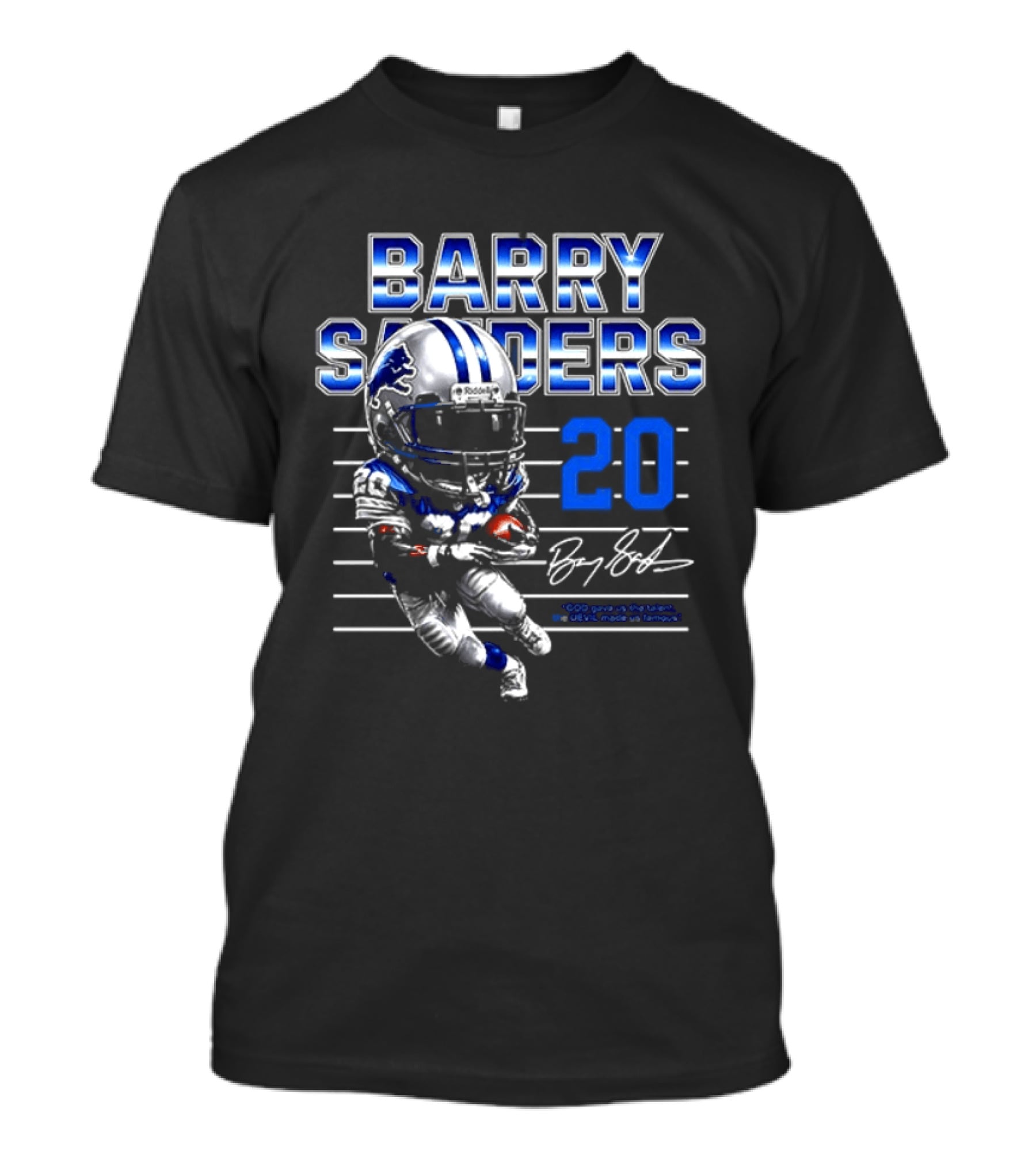 Barry Sanders Detroit Lions 20 Football Legend Caricature T-Shirt
