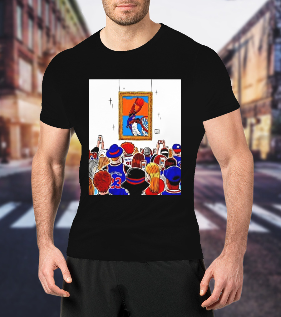 Mitchell Robinson New York Knicks Dunk Over Joel Embiid Crowd T-Shirt