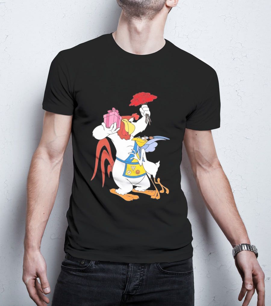 Foghorn Leghorn Miss Prissy Holding Roses And Gift Valentine Looney Tunes T-Shirt