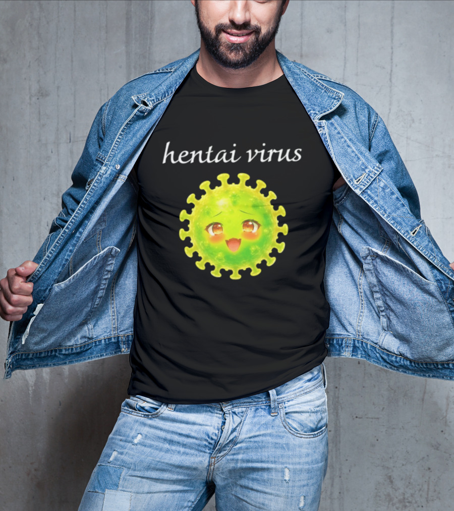 Hentai Virus Kawaii Face Cute Green Cartoon Meme T-Shirt