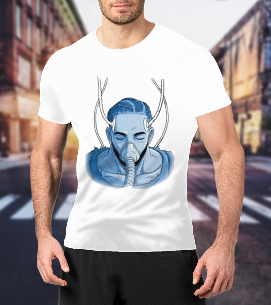Reaven Leggenda Futuristic Masked Figure With Antlers T-Shirt