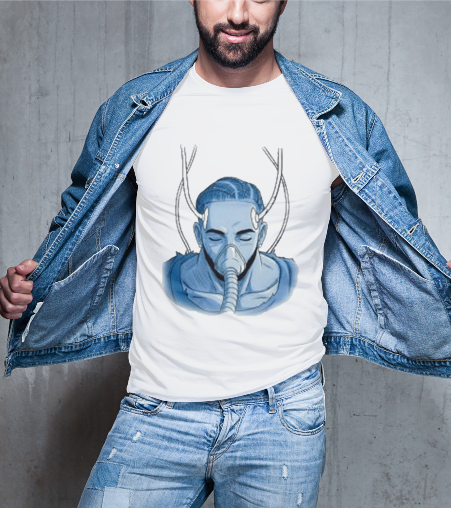 Reaven Leggenda Futuristic Masked Figure With Antlers T-Shirt