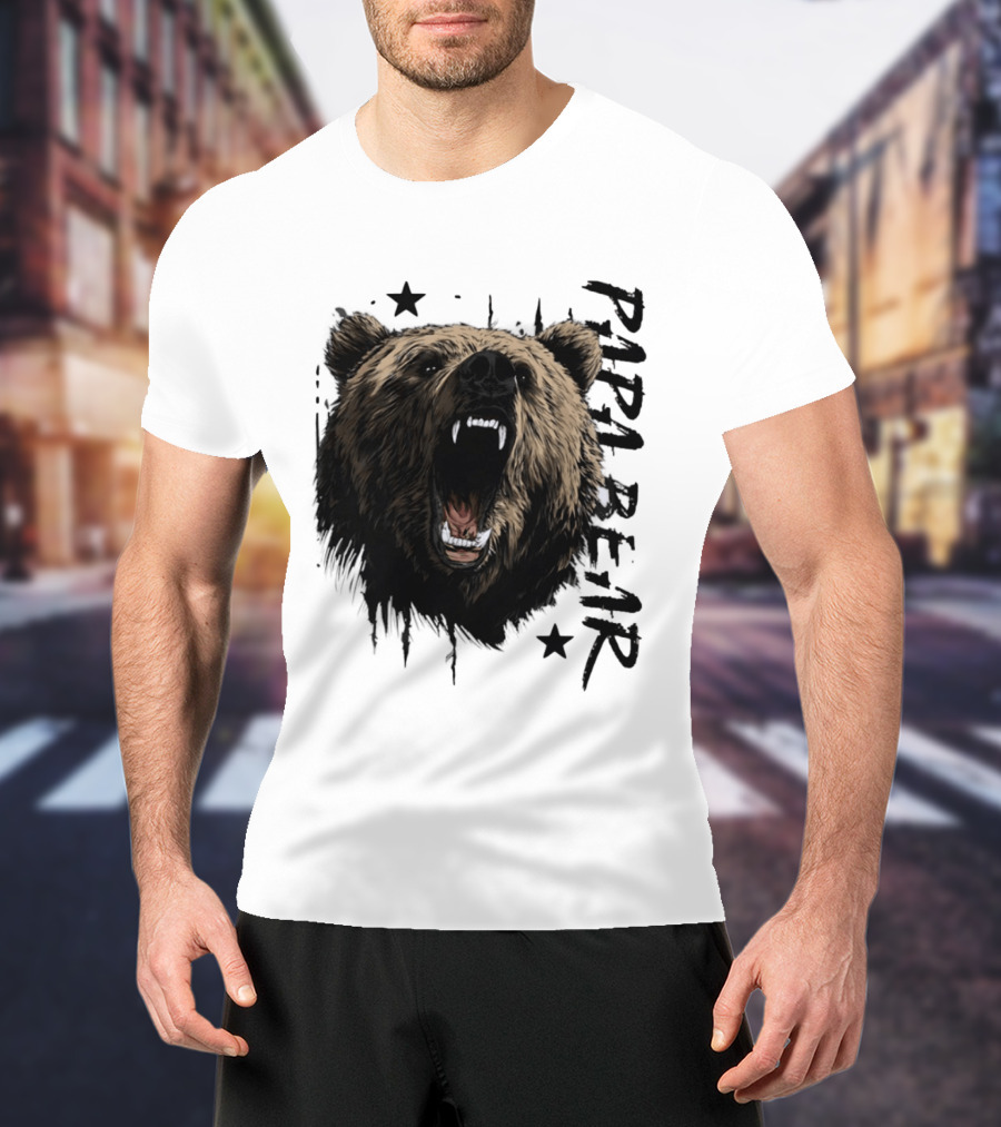 Roaring Grizzly Bear Papa Bear Fierce Wildlife Expression T-Shirt