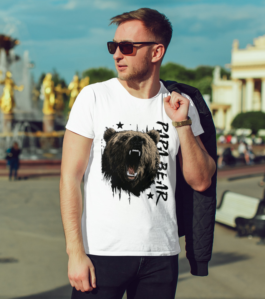Roaring Grizzly Bear Papa Bear Fierce Wildlife Expression T-Shirt