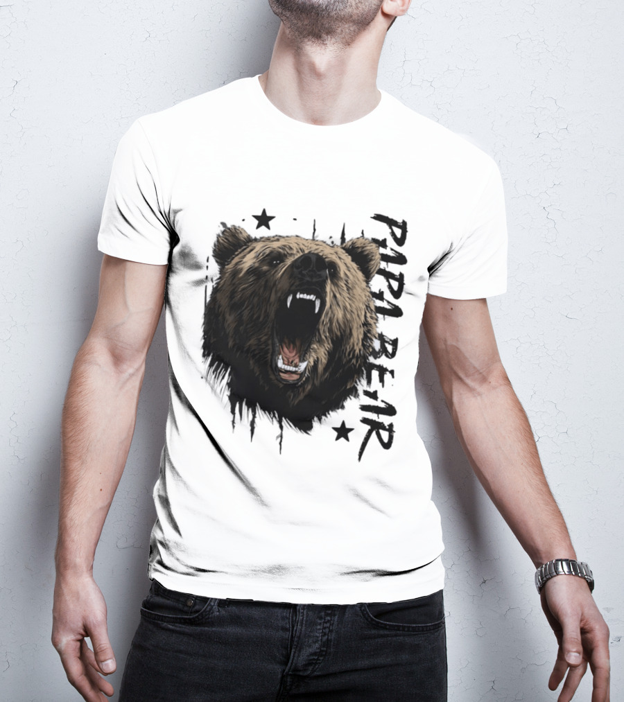 Roaring Grizzly Bear Papa Bear Fierce Wildlife Expression T-Shirt