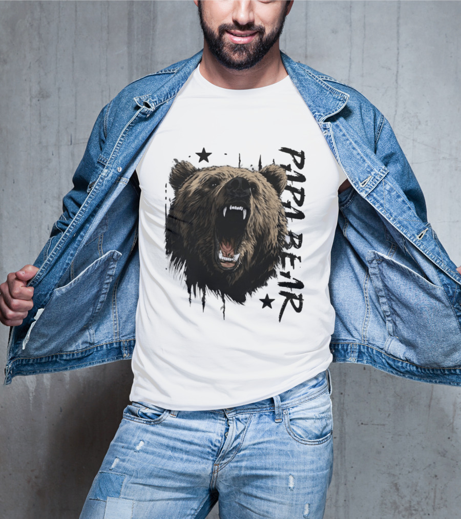 Roaring Grizzly Bear Papa Bear Fierce Wildlife Expression T-Shirt
