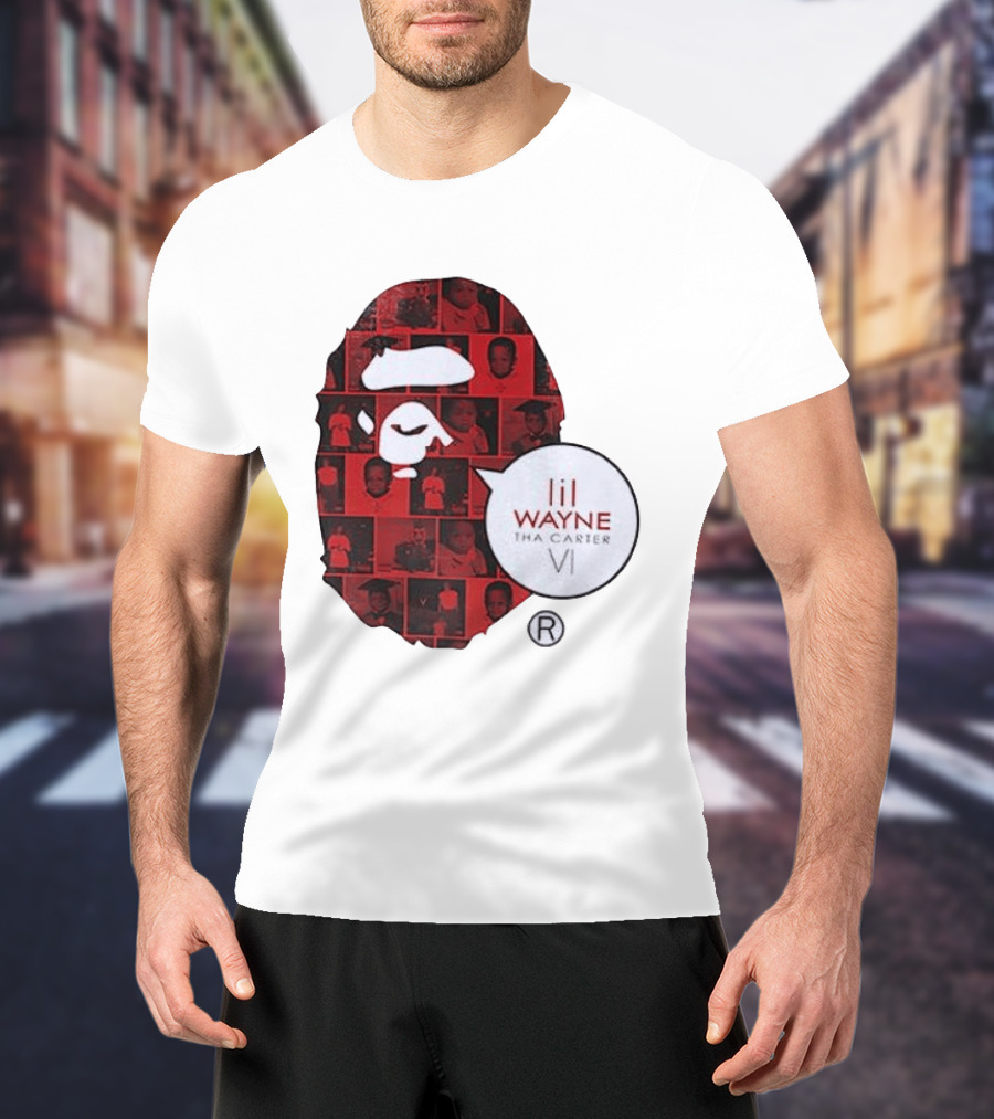 Lil Wayne Tha Carter VI BAPE Collaboration Red Photo Collage T-Shirt