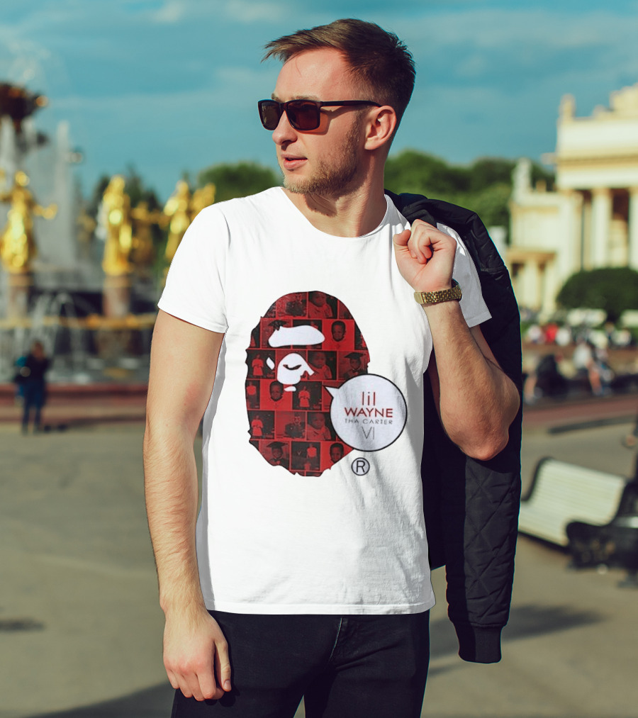 Lil Wayne Tha Carter VI BAPE Collaboration Red Photo Collage T-Shirt