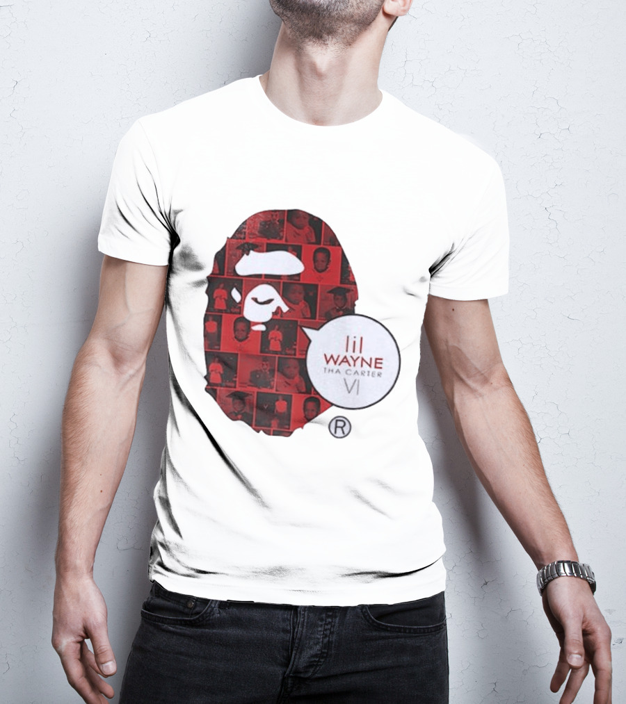 Lil Wayne Tha Carter VI BAPE Collaboration Red Photo Collage T-Shirt