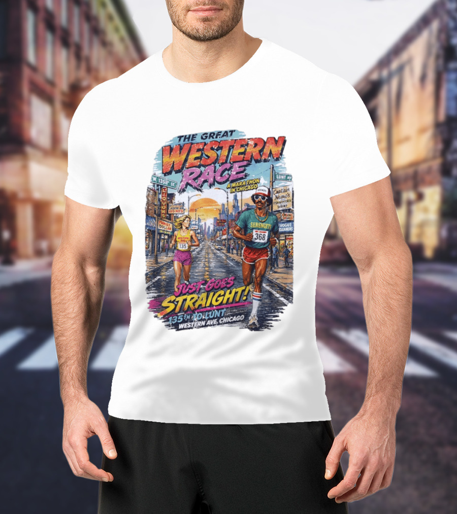 The Great Western Race Marathon Chicago 135th To Lunt Western Ave T-Shirt