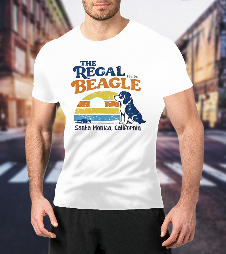 The Regal Beagle Santa Monica California Est 1977 Sunset Dog T-Shirt