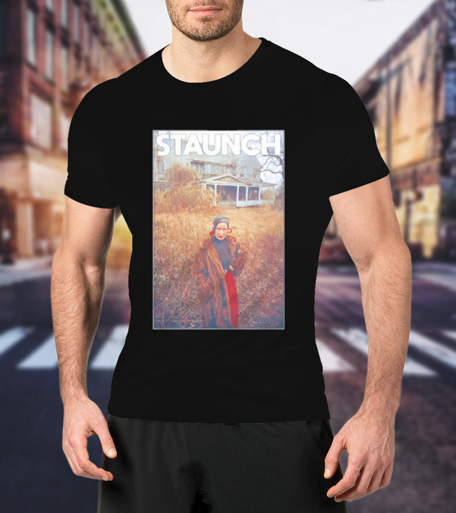 STAUNCH Vintage Fur Coat Homestead Scene T-Shirt