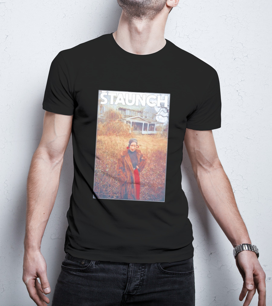 STAUNCH Vintage Fur Coat Homestead Scene T-Shirt